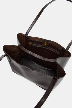 ZARA СУМКА-ШОПЕР С ДЕТАЛЯМИ, КОРИЧНЕВЫЙ