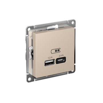 Розетка USB AtlasDesign тип A+C 5В/2.4А 2х5В/1.2А механизм песочн. SE ATN001239
