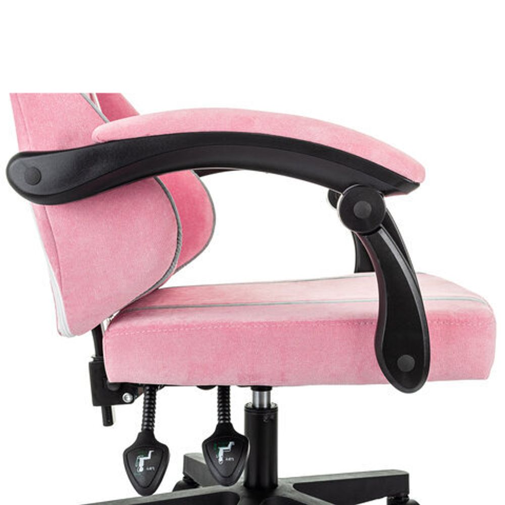 Кресло компьютерное BRABIX "Shooter GM-123", 2 подушки, ткань, розовое/серое, 533213