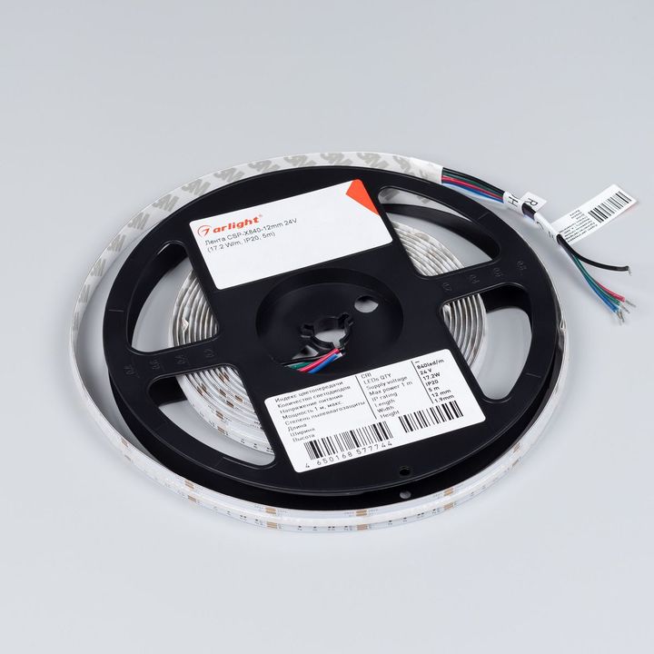 Светодиодная лента Arlight 7,2W/m 840Led/m CSP разноцветный/холодный белый 5M CSP-X840-12mm 24V RGBW-White 046935