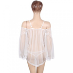 Прозрачная туника с цветочным принтом белая (размер XS-S)