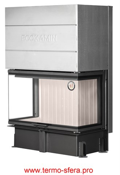 Каминная топка Экокамин ДЕЛЬТА 1000 V три стекла принтинг, вертикальная ламель