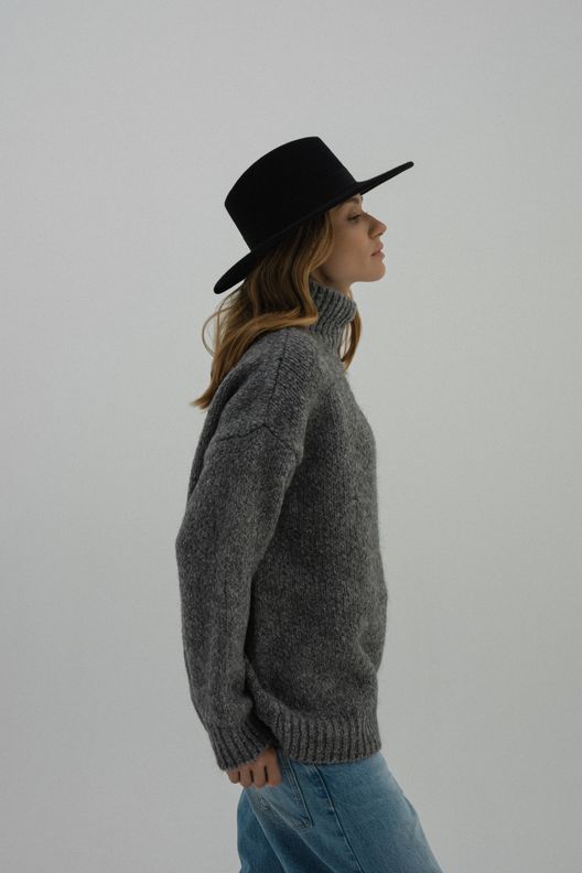 Федора FF06 широкополая с прямыми полями из фетра/черная / MYARI