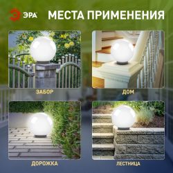 Садово-парковый светильник ЭРА НТУ 02-60-251 шар опаловый призма на опору / кронштейн IP44 Е27 max60Вт d250mm | Садово-парковые светильники