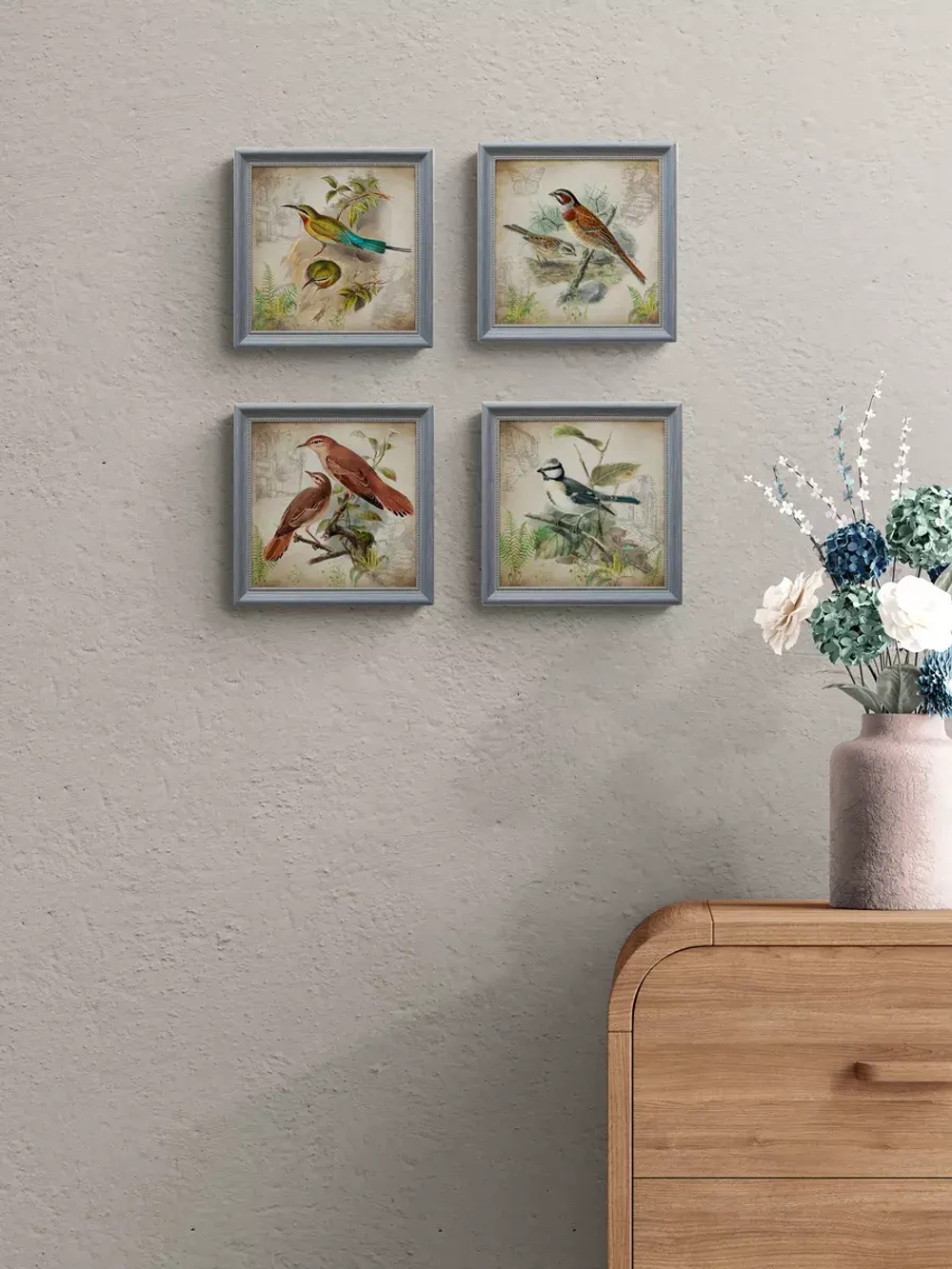 Картины на стену интерьерная на холсте 4 шт, 23*23 см