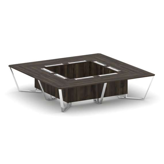 Steel Meet Стол переговорный квадратный MD-PR.B.SP-16K Дуб Мали/Нержавеющая Сталь/Хром 3200*3200*750