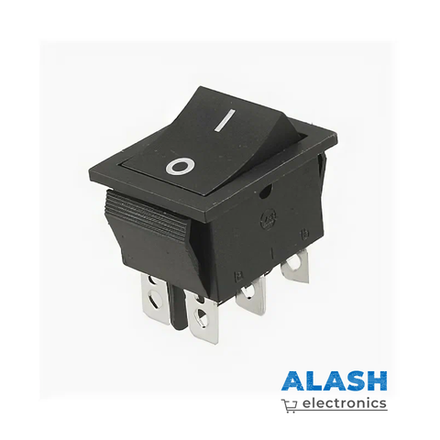 Клавишный переключатель KCD4, 15A/30A 250V, одинарный, 6 контактов, черный 25x31мм