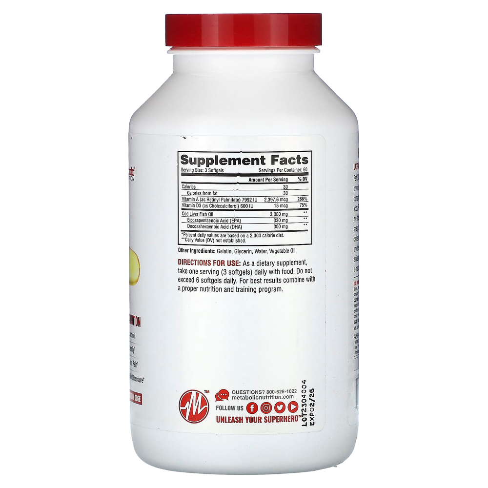 Metabolic Nutrition, Fish 3000, 180 капсул (1000 мг в 1 капсуле)