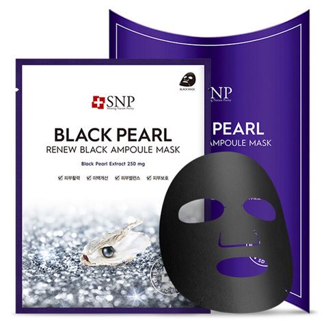SNP Тканевые маски с экстрактом черного жемчуга SNP Black Pearl Renew Black Ampoule Mask 10 шт.
