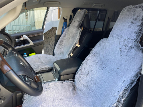 Меховая (Серый Кролик) накидка на сидение, искусственный мех, короткий ворс (1 шт,.) =