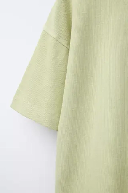 ZARA ФУТБОЛКА С НАДПИСЬЮ, ЛАЙМОВЫЙ