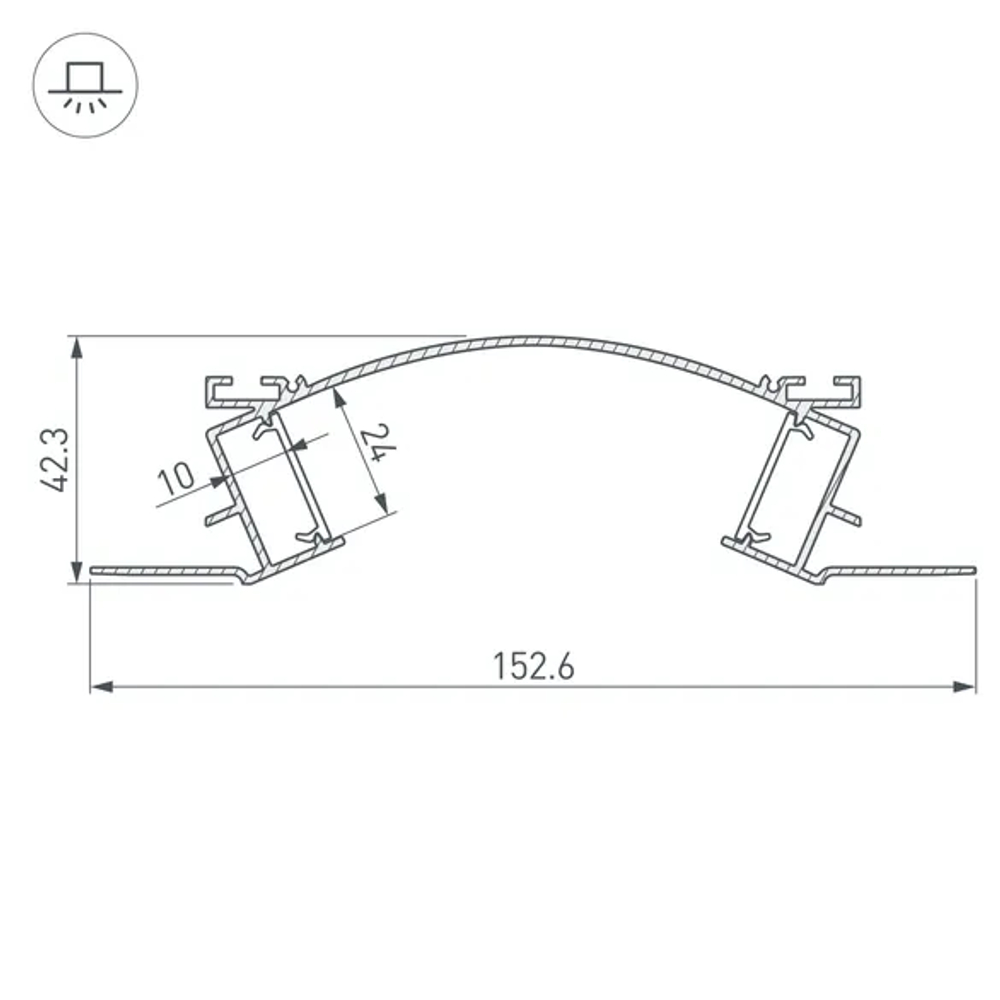 Профиль с экраном ALM-ARC-DOUBLE-2000 ANOD+FROST (Arlight, Алюминий) 029852