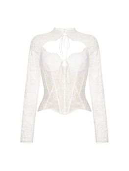 Топ бюстье корсетного типа из кружева с рукавами