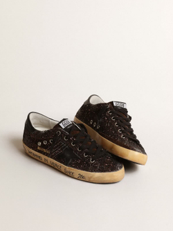 Super-Star in black glitter with black leather star and heel tab