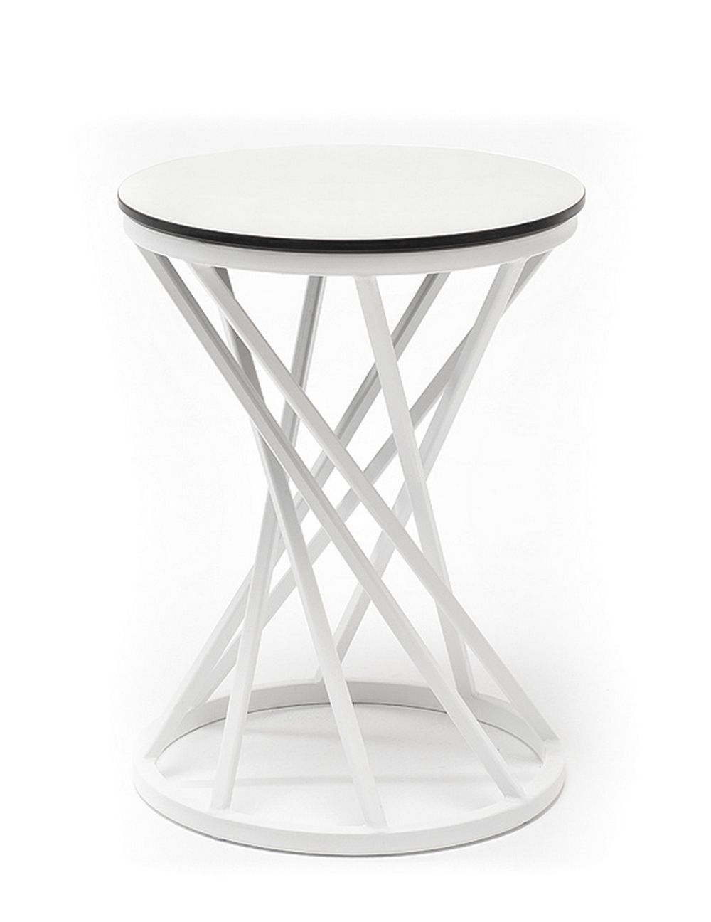 "Сантьяго" журнальный стол из HPL круглый Ø40 H55, каркас из стали белый, цвет столешницы "молочный"