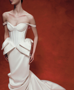 Драпированная юбка-макси из дикого шелка со шлейфом