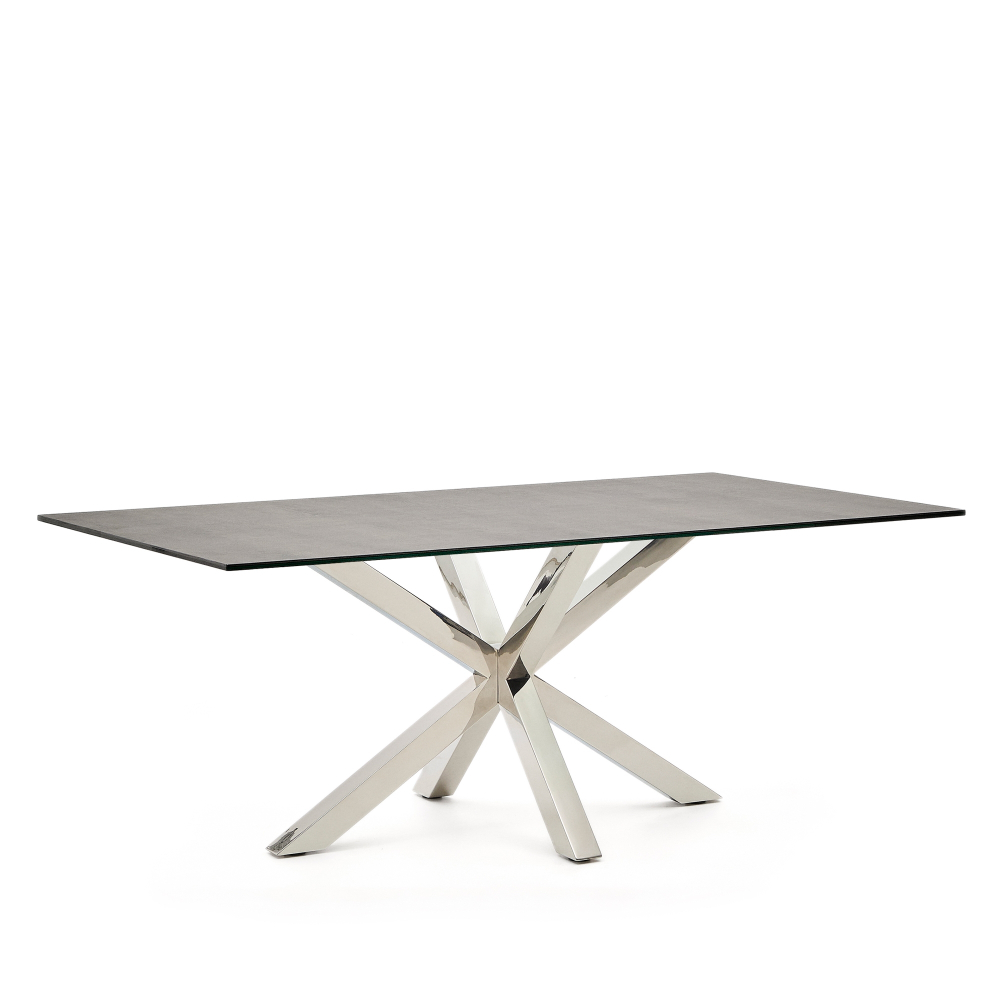 Arya Стол обеденный 200x100 нержавеющая сталь с керамической столешницей Iron Moss