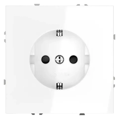 Розетка встраиваемая VOLTUM S70 с заземлением и защитными шторками, 16А, (белый глянцевый)