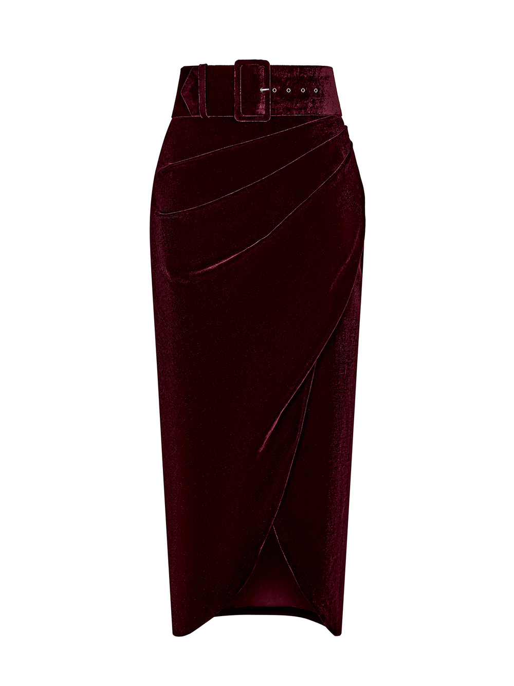 Юбка миди драпированная из бархата с ремнем