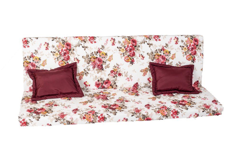 Качели садовые OLSA 3-х местные Новара(каркас антрацит, м/э бежевый рис.цветы)1 уп.