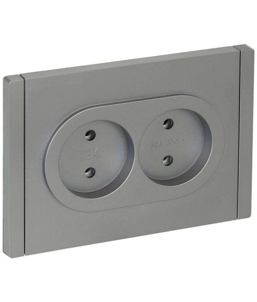 Розетка 2-м СП FORTE&amp;PIANO FP526 10А без заземл. без защ. шторок безвинт. крепл. сталь IEK FP-R20-10-1-K46