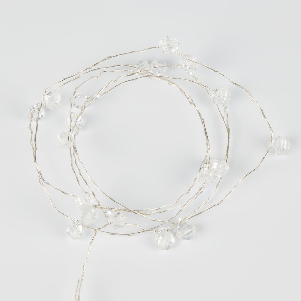 ULD-S1900-020-STB-2AA WHITE IP20 BEADS MINI Гирлянда светодиодная на батарейках 2AA не в-к. Бусины мини. 1.9м. 20 светодиодов. Белый свет. Провод прозрачный. TM Uniel