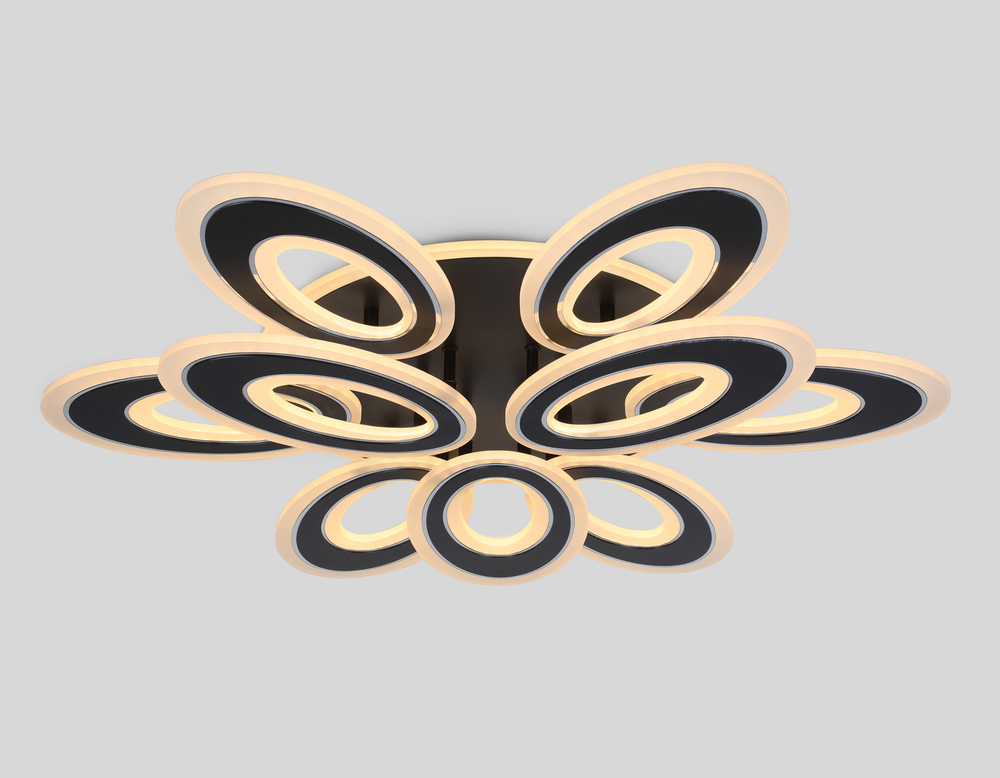 Светильник светодиодный потолочный с пультом FA8938/6+3 BK/CH черный/хром 255W 3000K-6400K 740*660*120 (ПДУ РАДИО 2.4G)