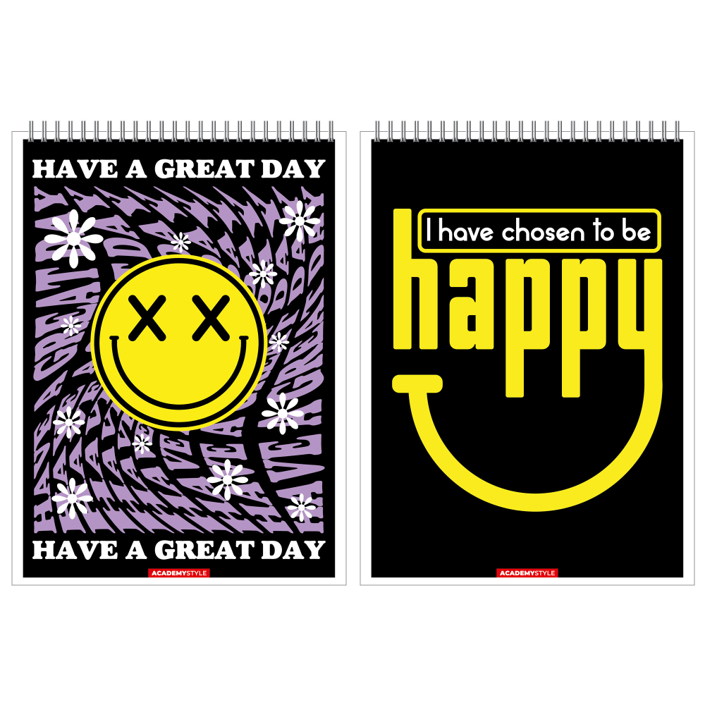 Блокнот А5 60л гребень "Счастье есть" клетка, твин УФ-лак