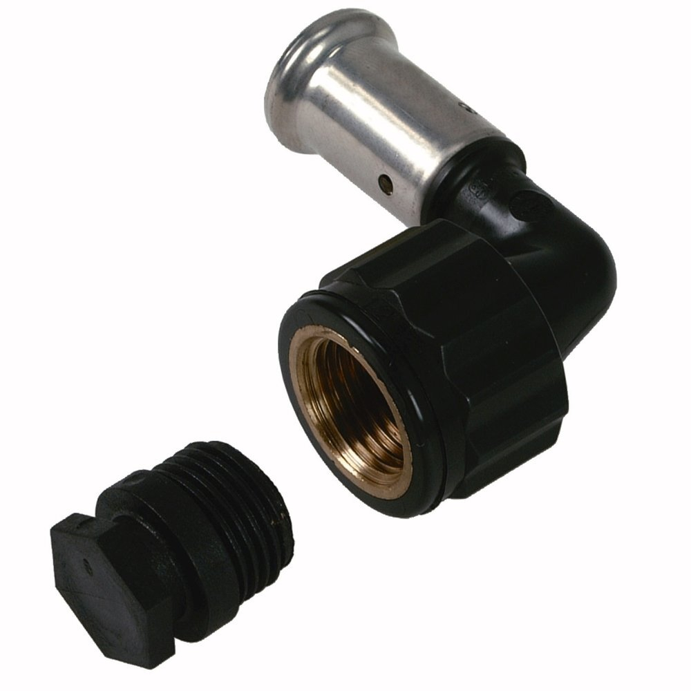 Прессугол 20х1/2 ВР (черный пластик)