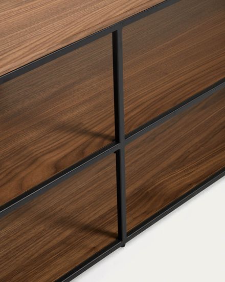 Yoana Тумба под TV из орехового шпона и черного металла 160 x 40 см