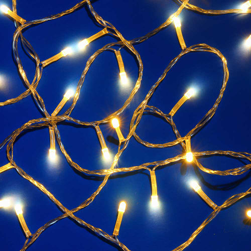 СНОУ БУМ Гирлянда эл. вьюн 10м, 100LED, шампань, 8 режимов, ПВХ прозрачный, 220В