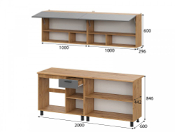 Кухонный гарнитур Монако 2.0 м МДФ с фрезеровкой (Дуб Золотой/Графит)