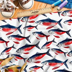 Ткань премиум дюспо океанские рыбы