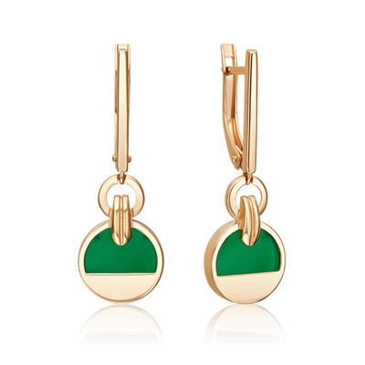 Серьги с английским замком из красного золота с агатом