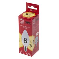 Лампа светодиодная ЭРА RED LINE LED B35-8W-827-E14 R 8Вт свеча теплый белый свет Е14 | Лампы cветодиодные Свеча (B/C)