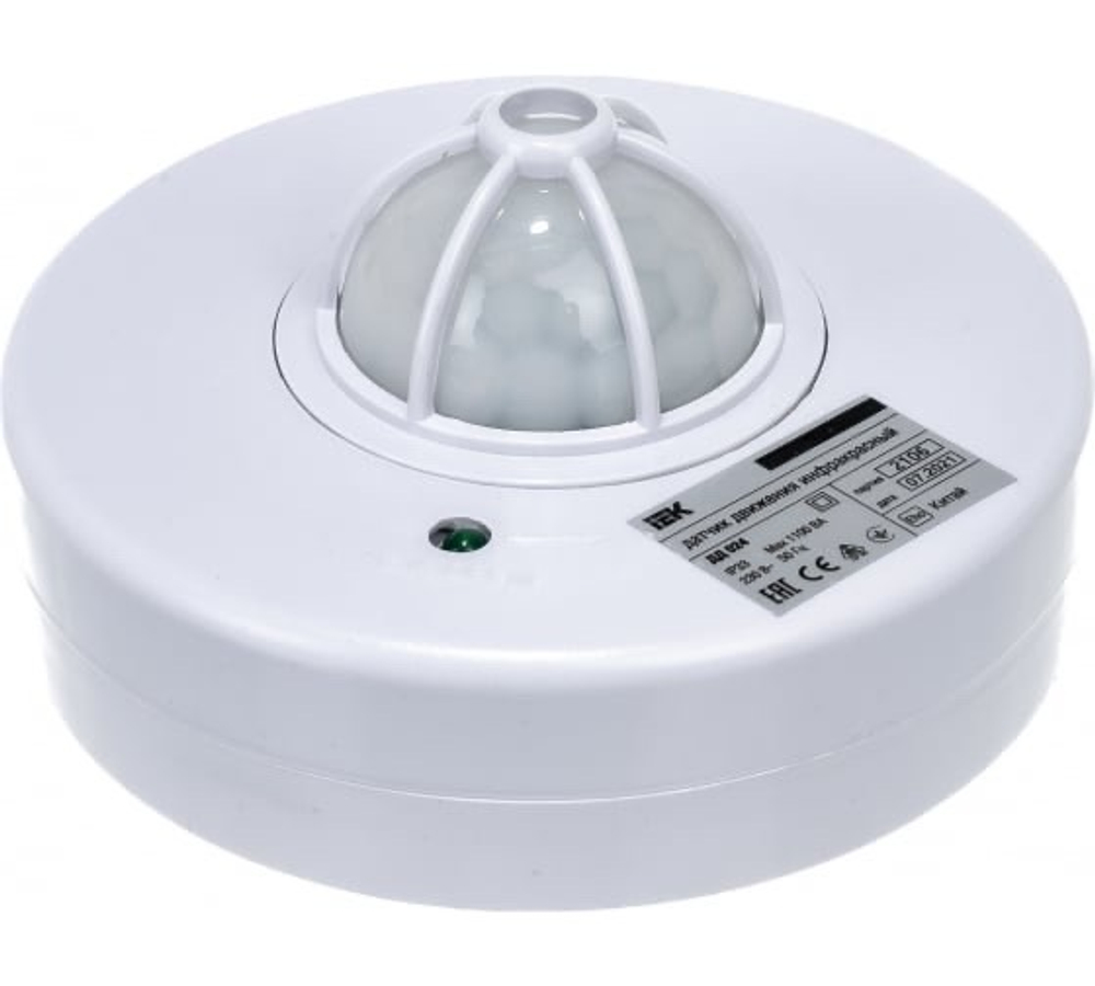 Датчик движения ДД-024 1100Вт 120-360град 6м IP33 белый IEK LDD11-024-1100-001
