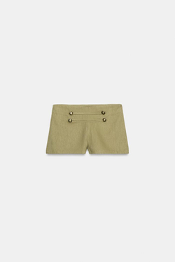ZARA МИНИ-ШОРТЫ С ПУГОВИЦАМИ, ХАКИ
