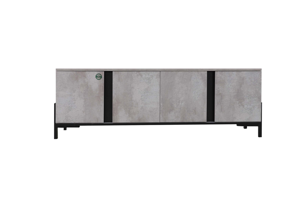 Тумба ТВ Ивару НЕКСТ - 1 Цемент светлый, Черный