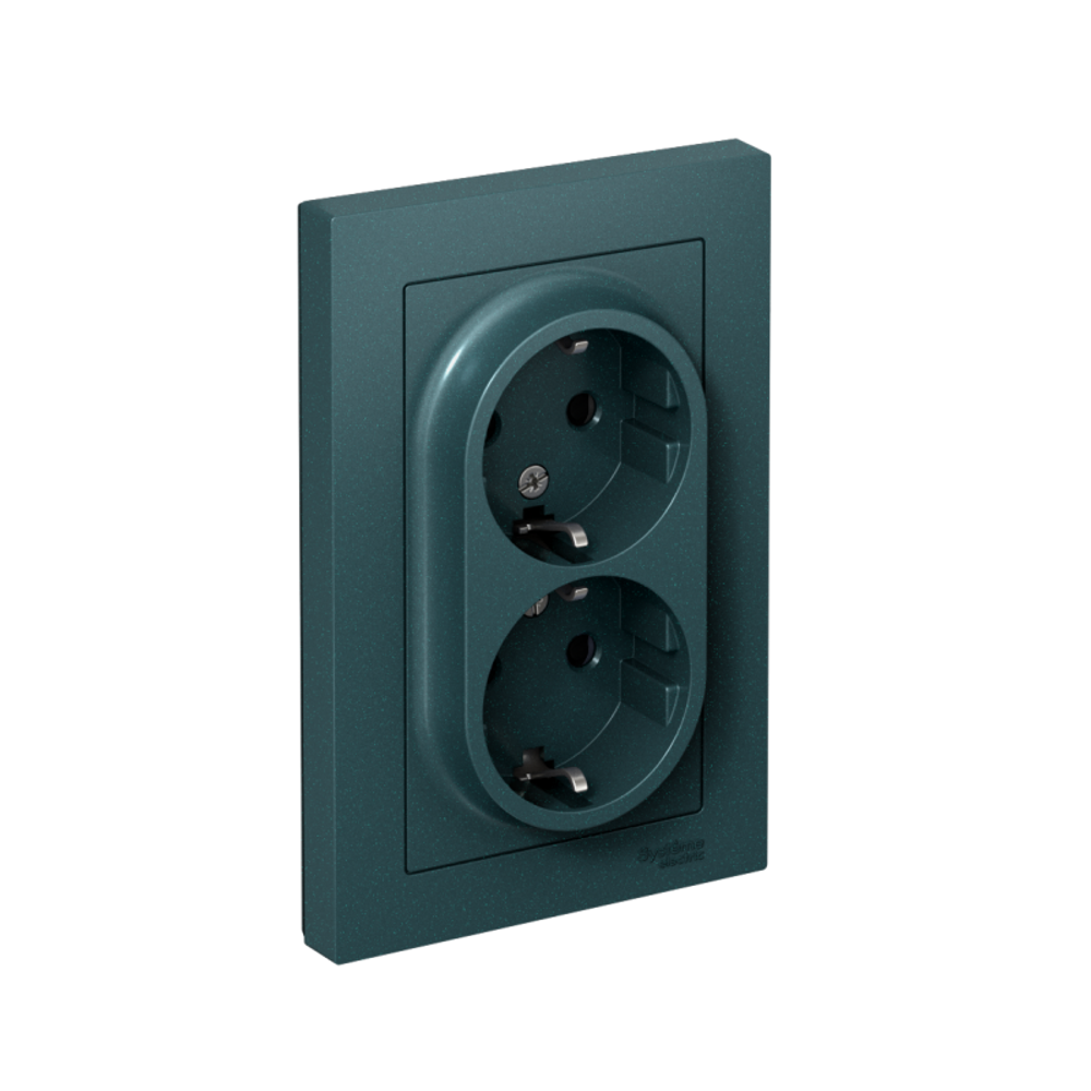 Розетка 2-м СП AtlasDesign 16А IP20 с заземл. защ. шторки в сборе изумруд SE ATN000826 Розетка 2-м СП AtlasDesign 16А IP20 с заземл. защ. шторки в сборе изумруд SE ATN000826