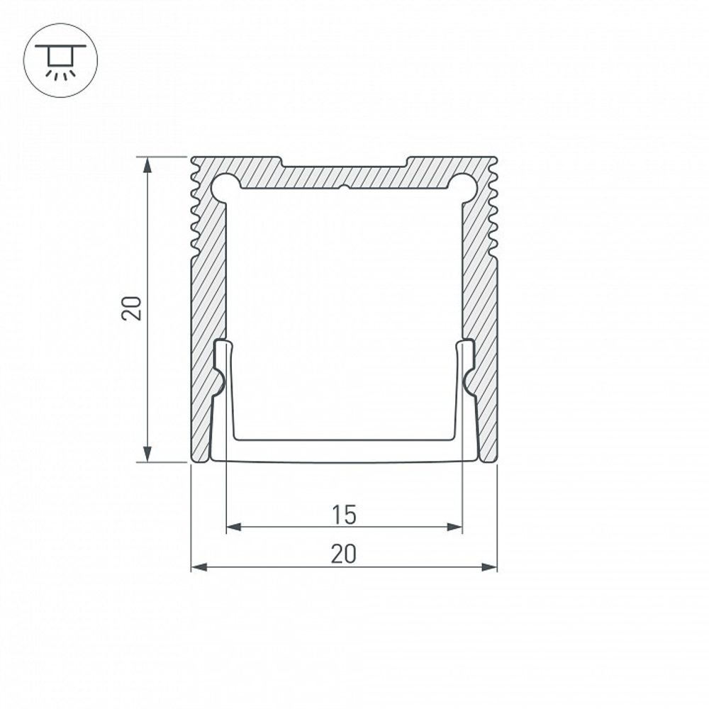 Профиль накладной Arlight SL-SLIM20-H20-2000ANOD 023722