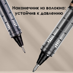 Набор линеров Dmast, 0,15 мм - 0.55 мм, кисть BS, 10 штук в упаковке, черный