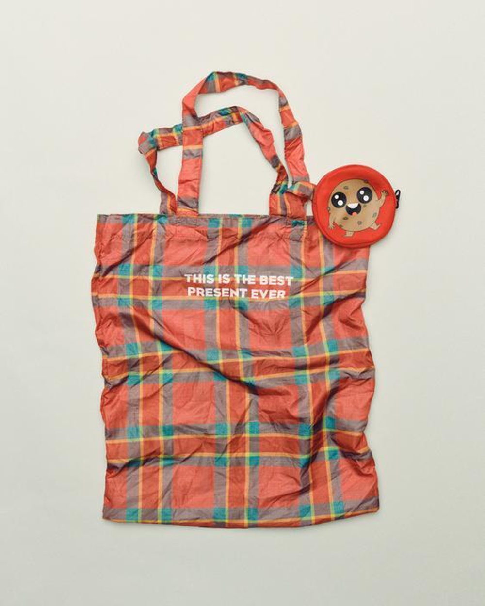 ZARA СКЛАДНАЯ СУМКА-ШОПЕР С ПРИНТОМ «ПЕЧЕНЬЕ», КРАСНЫЙ