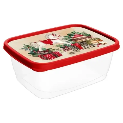 Контейнер для продуктов прямоугольный 1,5л с декором Игрушки, Красный
