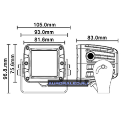 Фара Aurora 2" дальнего белого света ALO-W1-2-P4T