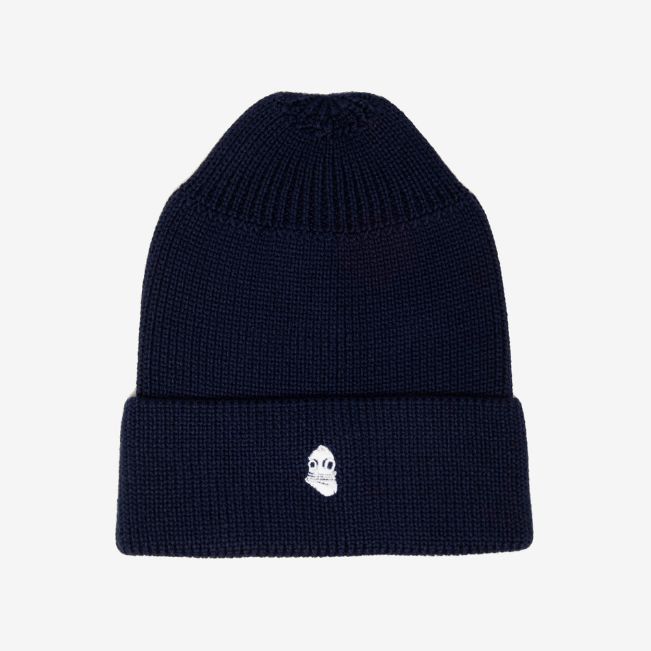 Beanie Hat Embroidered Logo Navy