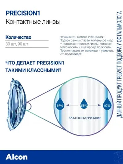 Однодневные контактные линзы Precision 1 (уп. 90 линз)