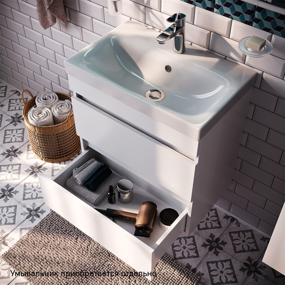 Тумба подвесная с ящиками IDDIS Zodiac, белая, 60 см, ZOD6CB0i95