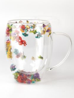 Кружка с двойными стенками и декором внутри v=350мл (боросиликатное стекло) (подарочная упаковка)