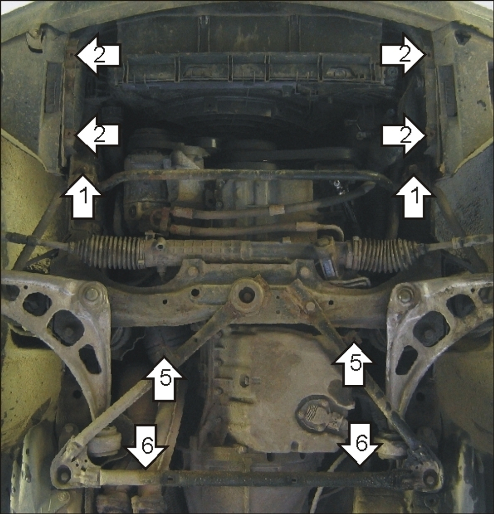 Защита картера Двигателя, Радиатора. 2 мм, Сталь. для BMW 3 (e46) 1998-2001 MOTODOR.00212