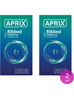 Презервативы APRIX Ribbed ребристые (2 упаковки по 12 шт.)